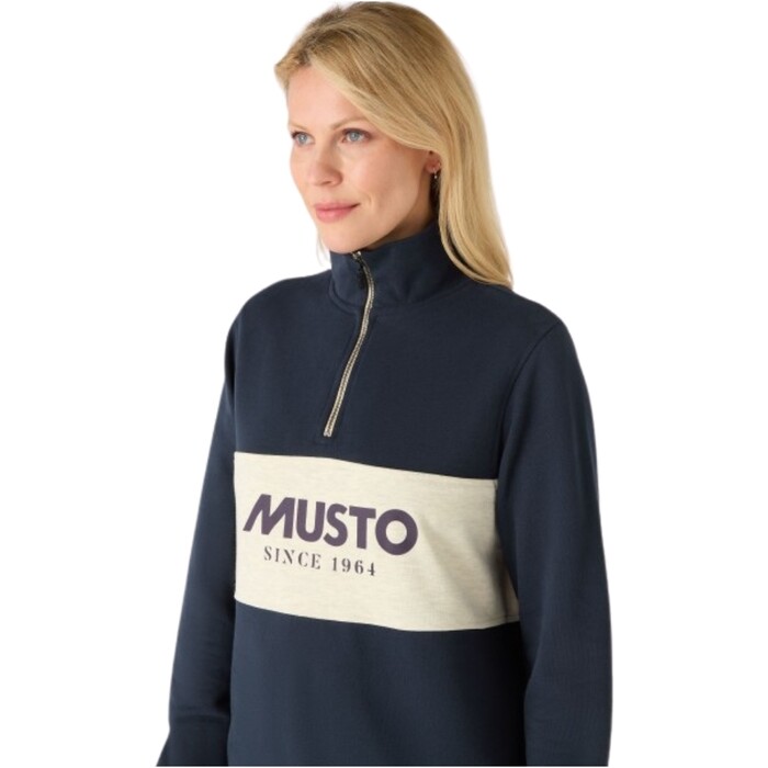 Musto Mujer Navy 2024 Sudadera 1/2 Cremallera 85021 - / Oat